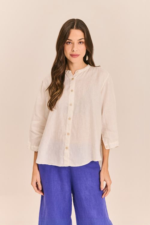 Blusa Linho Gola Padre OFF
