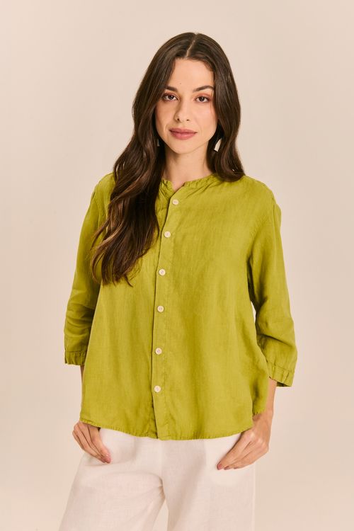 Blusa Linho Gola Padre VERDE