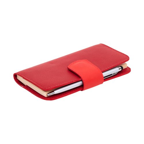 Agenda de Couro Semanal Lingueta Pesponto Bolso com Caneta 2026 VERMELHO/CARMENE