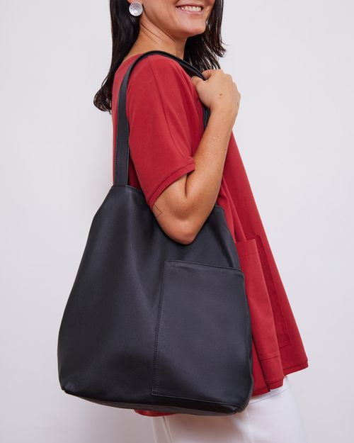 Bolsa de Couro Saco PRETO