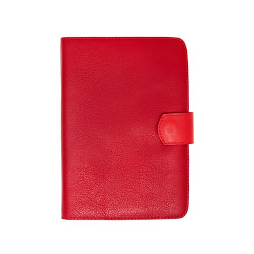 Agenda Diária Couro Lingueta Pesponto Luxo com Caneta 2026 VERMELHO/CARMENE