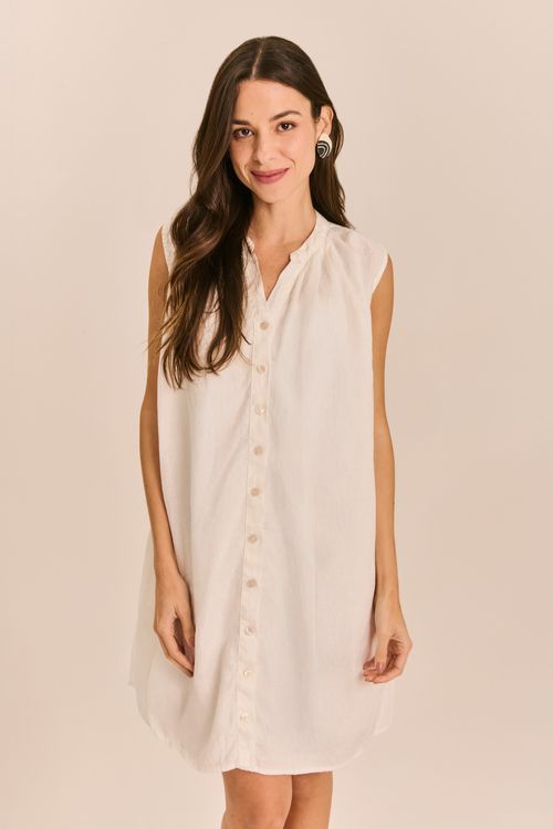 Vestido Linho Abertura Frontal OFF
