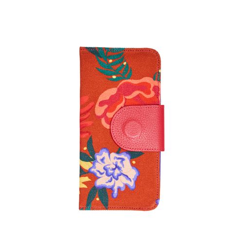 Porta Óculos Lona Horizontal Lingueta Couro FLORAL QUADRI