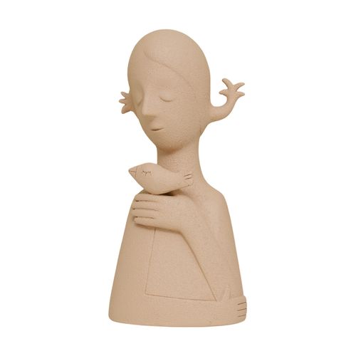 Escultura Mulher com Passarinho 18,5x9 cm