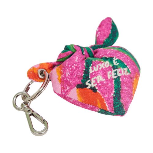 Chaveiro com Bordado LUXO É SER FELIZ