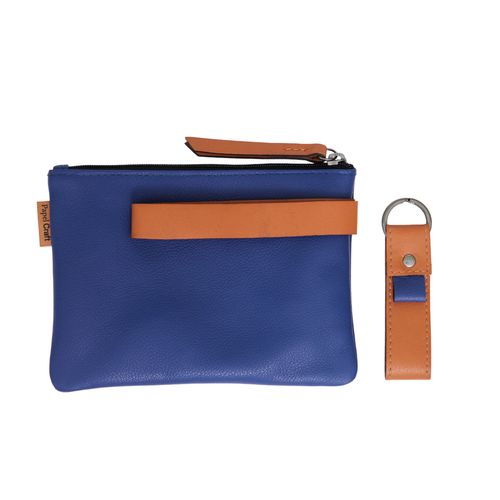 Kit Nécessaire Couro com Mini Chaveiro BIC/ORANGE