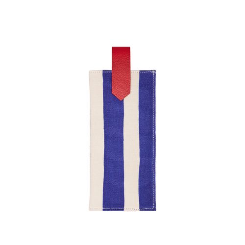 Porta òculos Lona Duplo Lingueta Couro LISTRAS MARINHO/FLORAL QUADRI