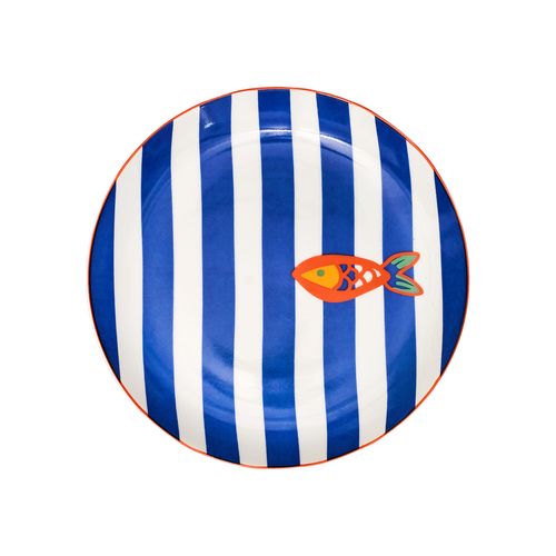 Prato Porcelana Listrado 19 cm LISTRA AZUL