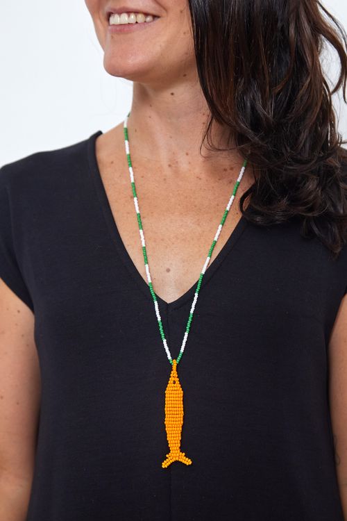 Colar Miçangas Peixe Longo LARANJA