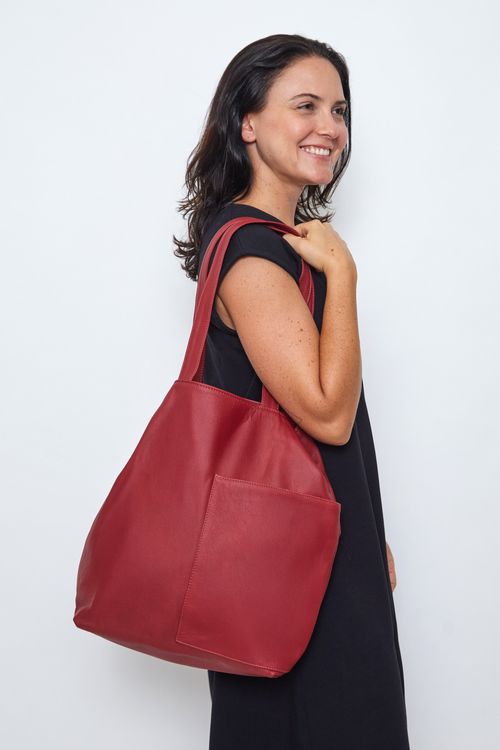 Bolsa de Couro Saco VERMELHO