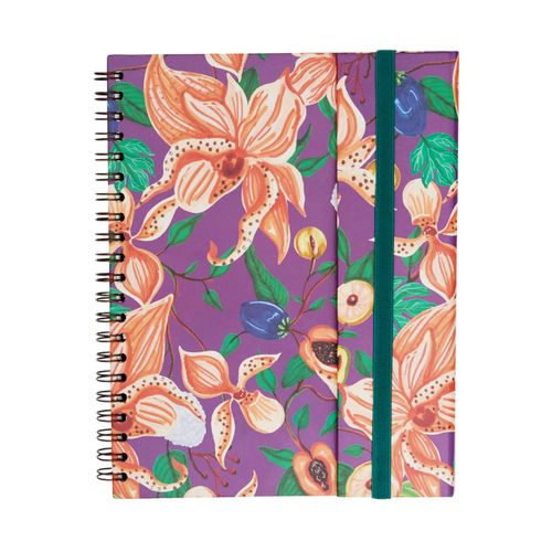 Caderno A4 C/ Aba 90 Folhas FLORAL FRUTA