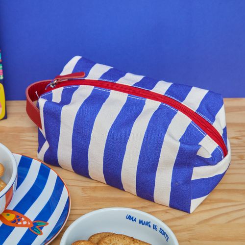 Necessaire Grande Lona Alça LISTRAS MARINHO