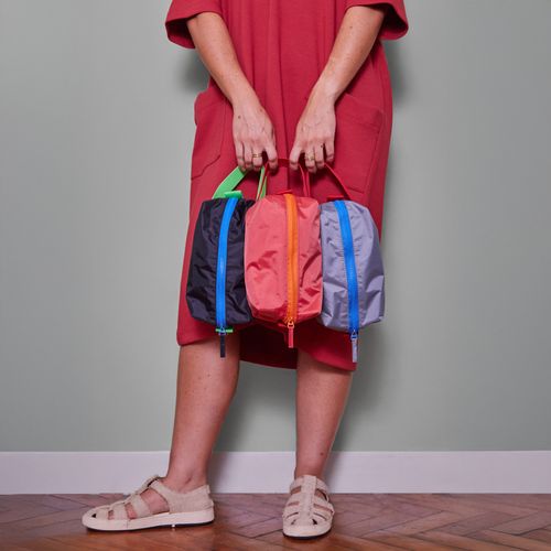 Necessaire Bau Grande Nylon PRETO/AZUL/LIMÃO