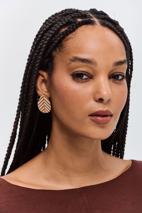 Brinco Marchetaria Gota MADEIRA C/ BRANCO