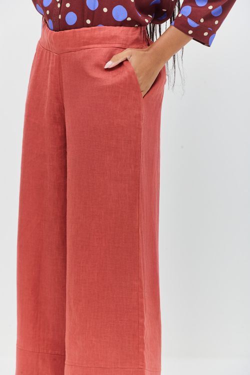 Calça Linho Recorte na Barra MADEIRA