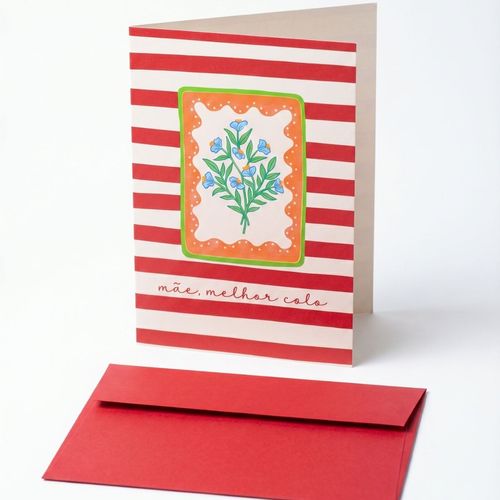 Cartão 10x15 Moldura Flor Vermelho 2026