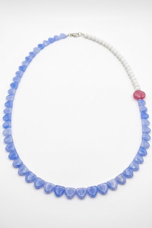 Colar Três Cores Triângulos Vidro AZUL/BRANCO/VINHO