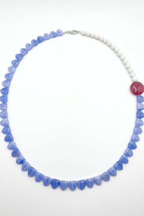 Colar Três Cores Triângulos Vidro AZUL/BRANCO/VINHO