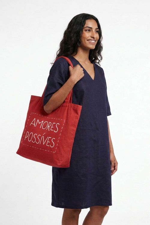 Bolsa Tote Lona Frases AMORES POSSIVEIS