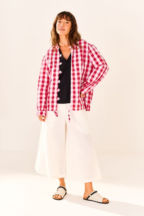 Blusa Casaqueto Xadrez VERMELHO/BRANCO
