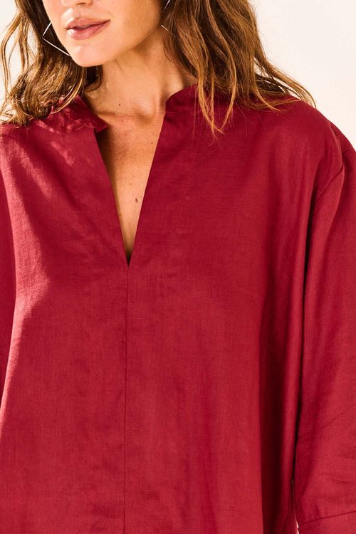 Blusa Linho Gola Padre e Recorte Frente CHIANTI - imagem 2